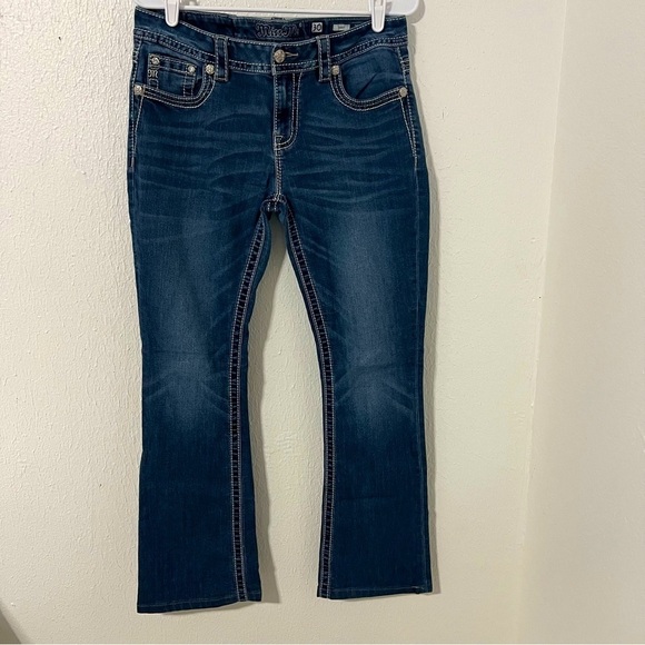 MISS ME Women’s Embellished Back Pockets Dark Wash Boot Cut Jeans 30 x 34 EUC - Picture 2 of 11
